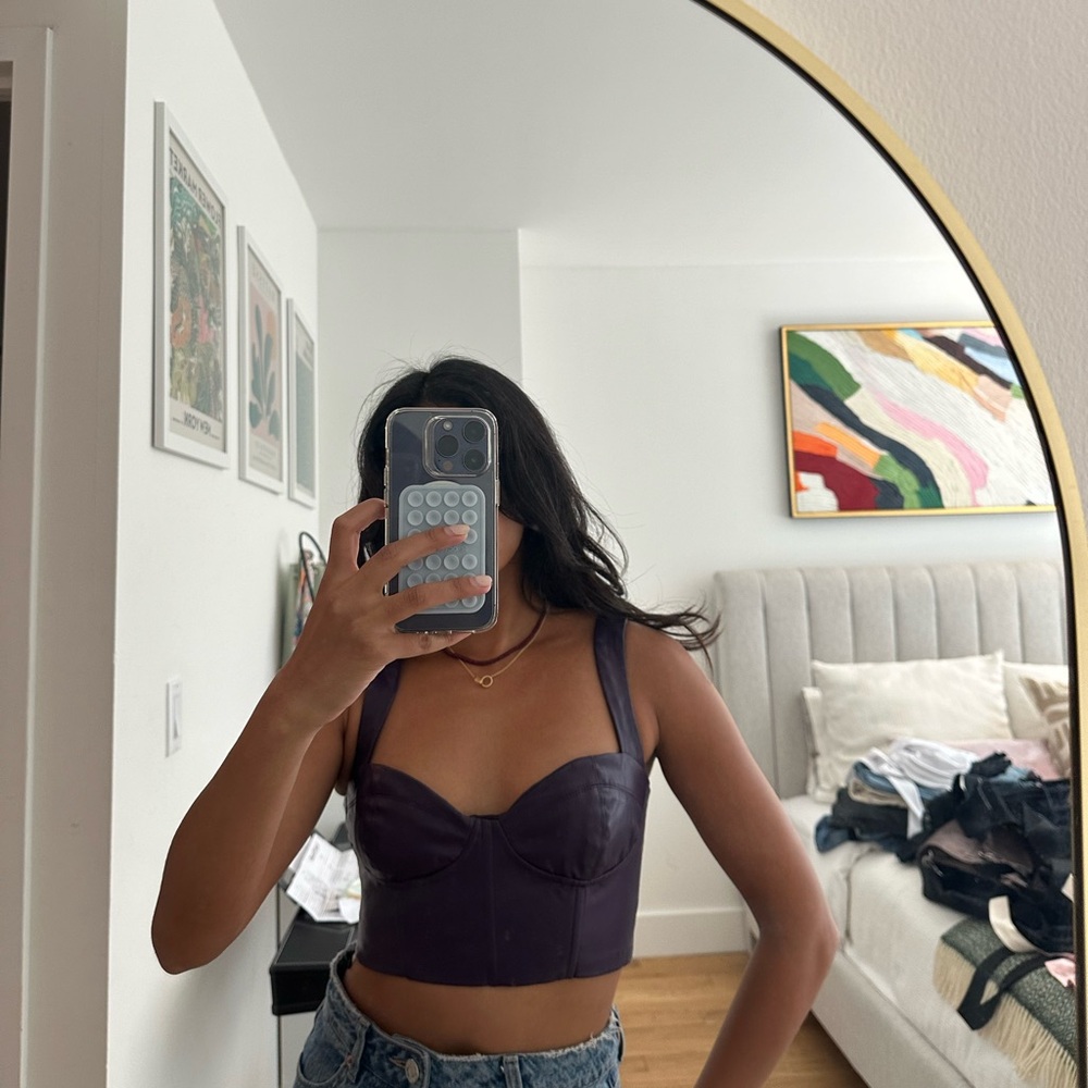 Faux leather corset crop top